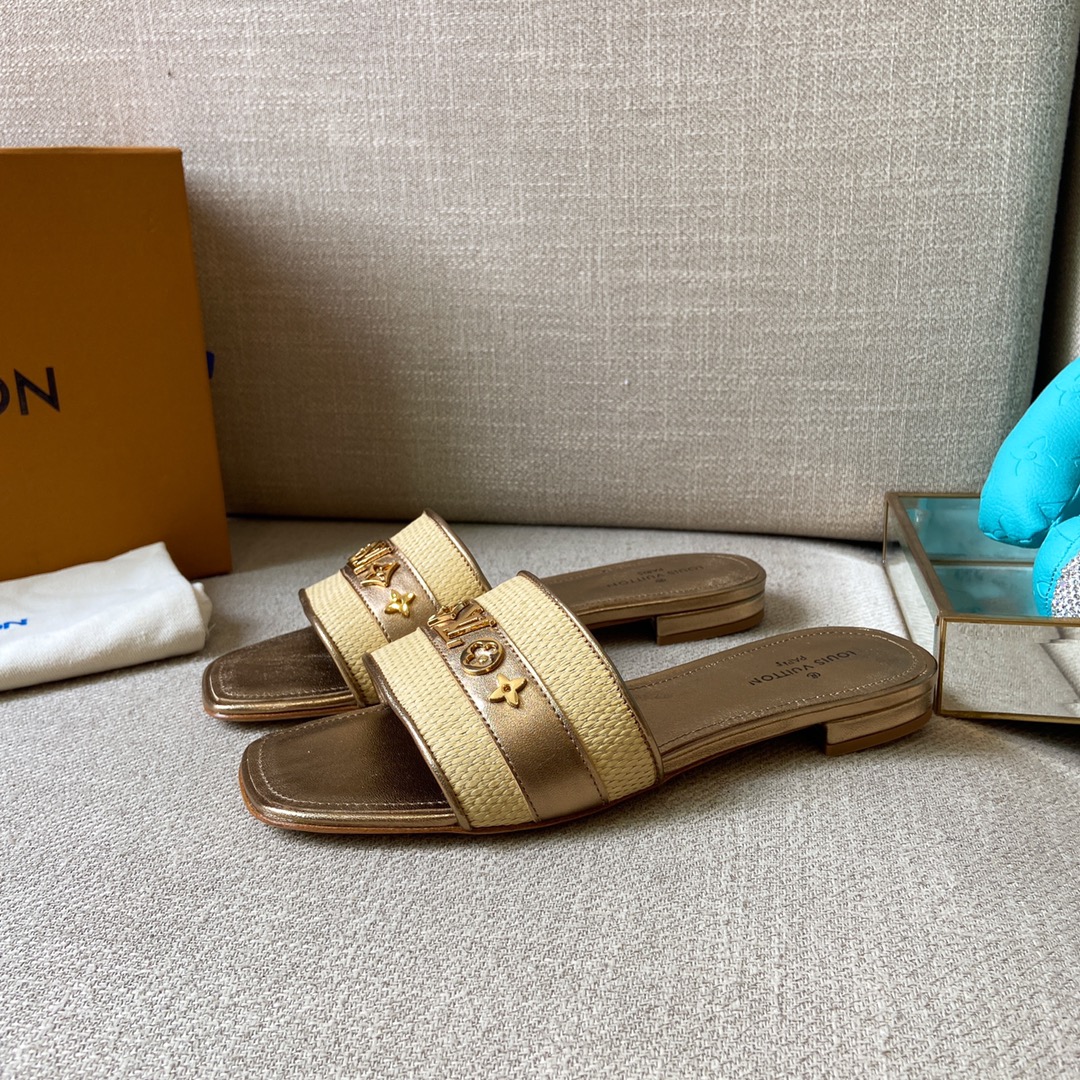 (1:1 replica) Louis Vuitton Women s Lock It Mule Gold For Women LV