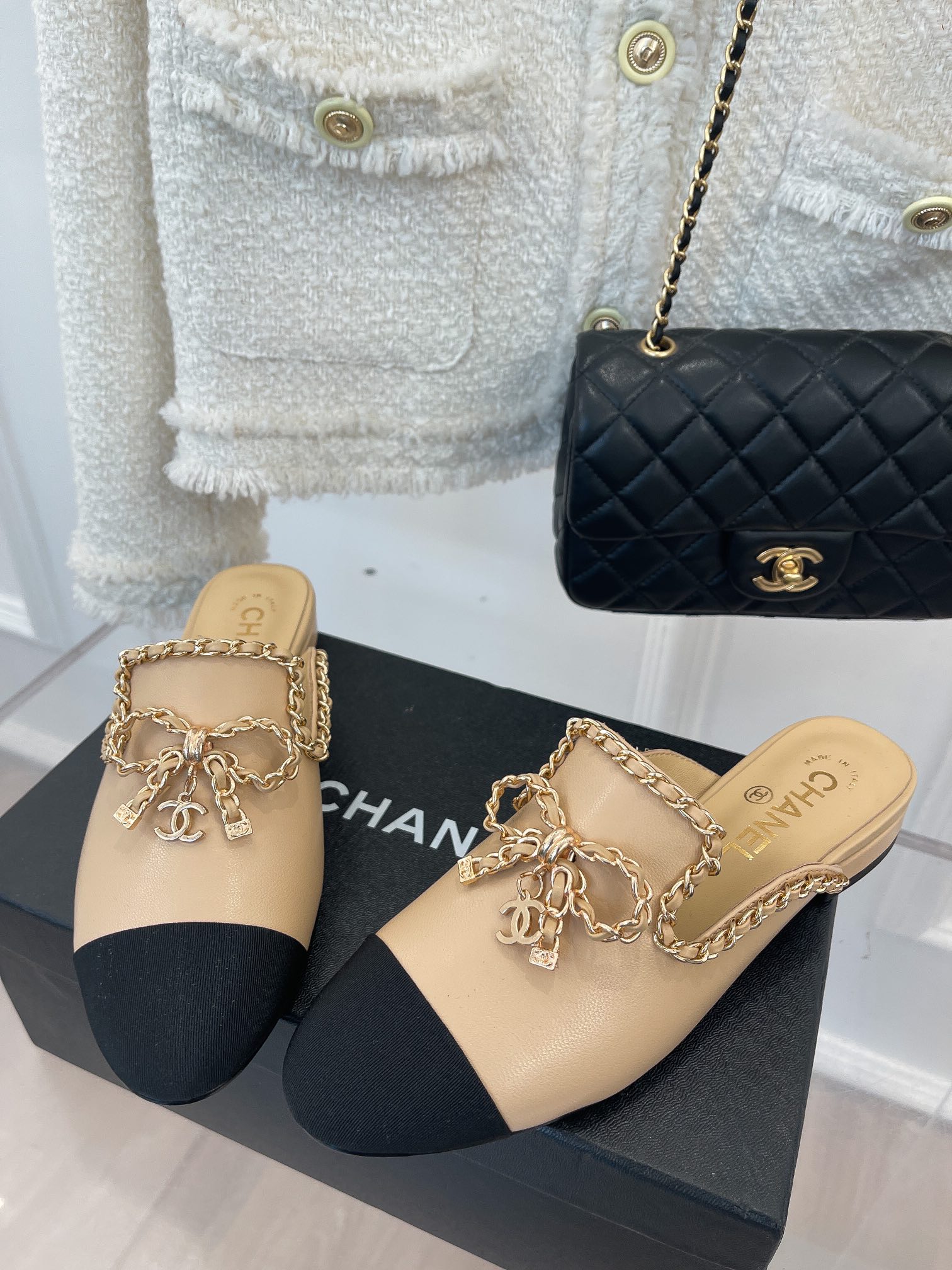 (1:1 replica) Chanel Women s Mules With Decor Beige For Women