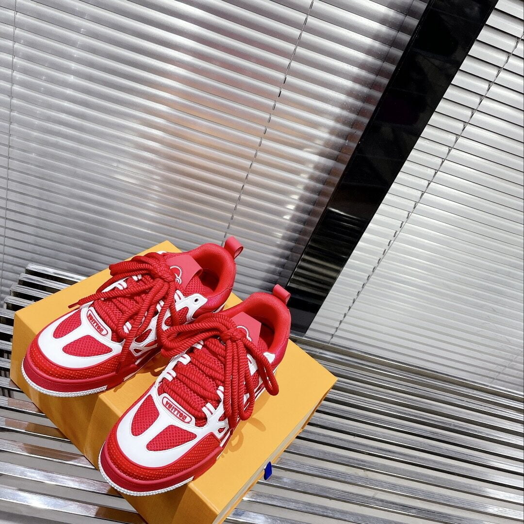 (1:1 replica) Louis Vuitton Women s Skate Sneakers Red For Women LV