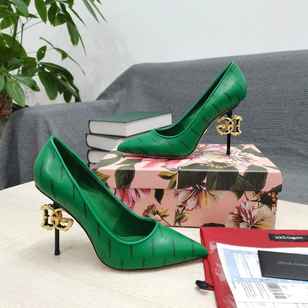 (1:1 replica) Dolce Gabbana Nappa Pumps Green For Women DG Shoes