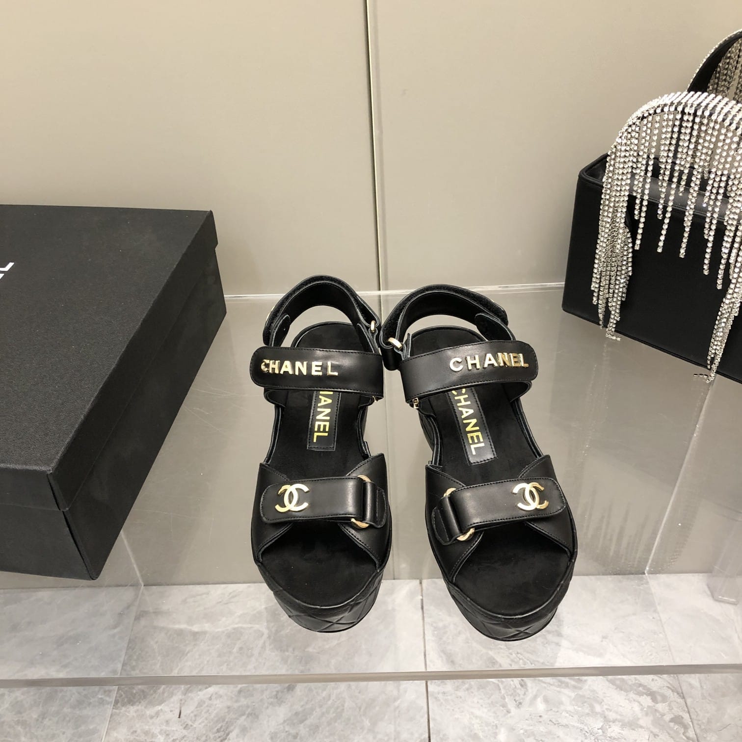(1:1 replica) Chanel Sandals Black For Women, Women s Shoes