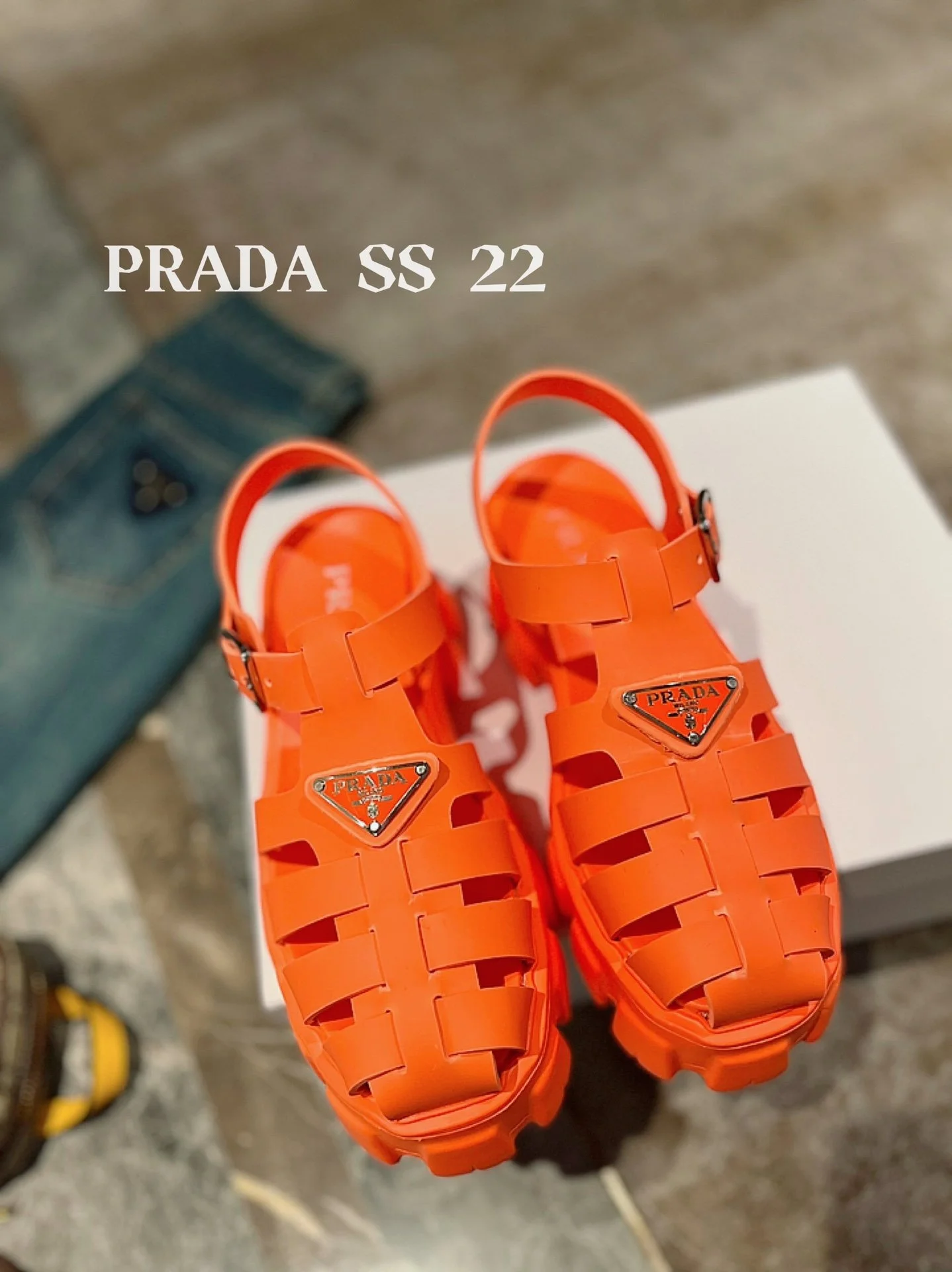 (1:1 replica) Prada Foam Rubber Sandals Orange For Women 2.2in/55mm PRD