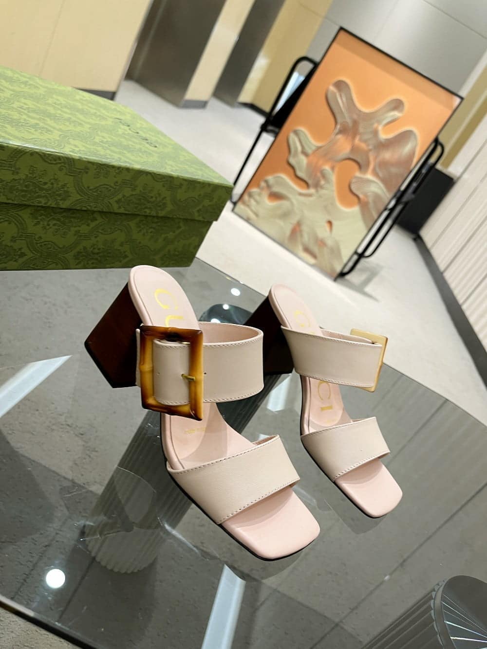 (1:1 replica) Gucci Women s Sandal With Bamboo Buckle Light Pink For Women GG 674821 C9D00 6705