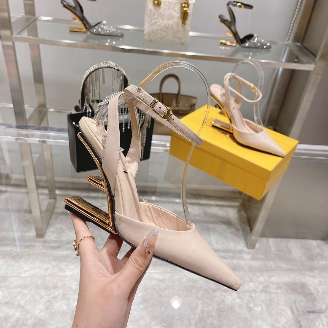 (1:1 replica) Fendi First Pink High-Heeled Slingbacks For Women 8J8367NA7F18ZI
