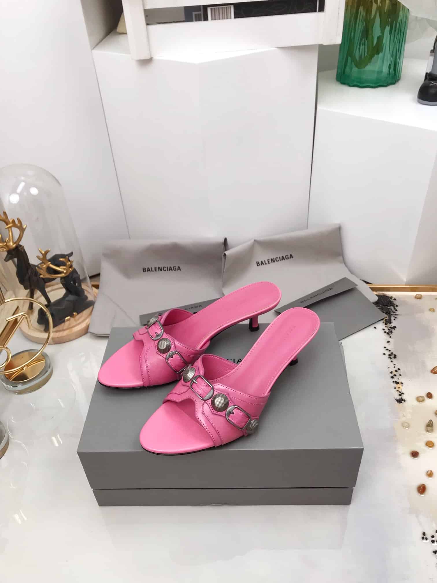 (1:1 replica) Balenciaga Cagole Sandal Pink For Women