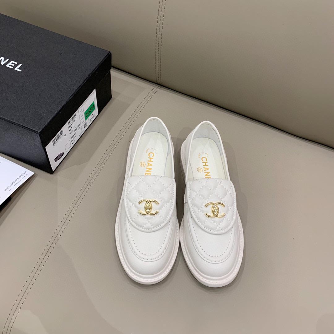(1:1 replica) Chanel Loafers White For Women, Women s Shoes G36646