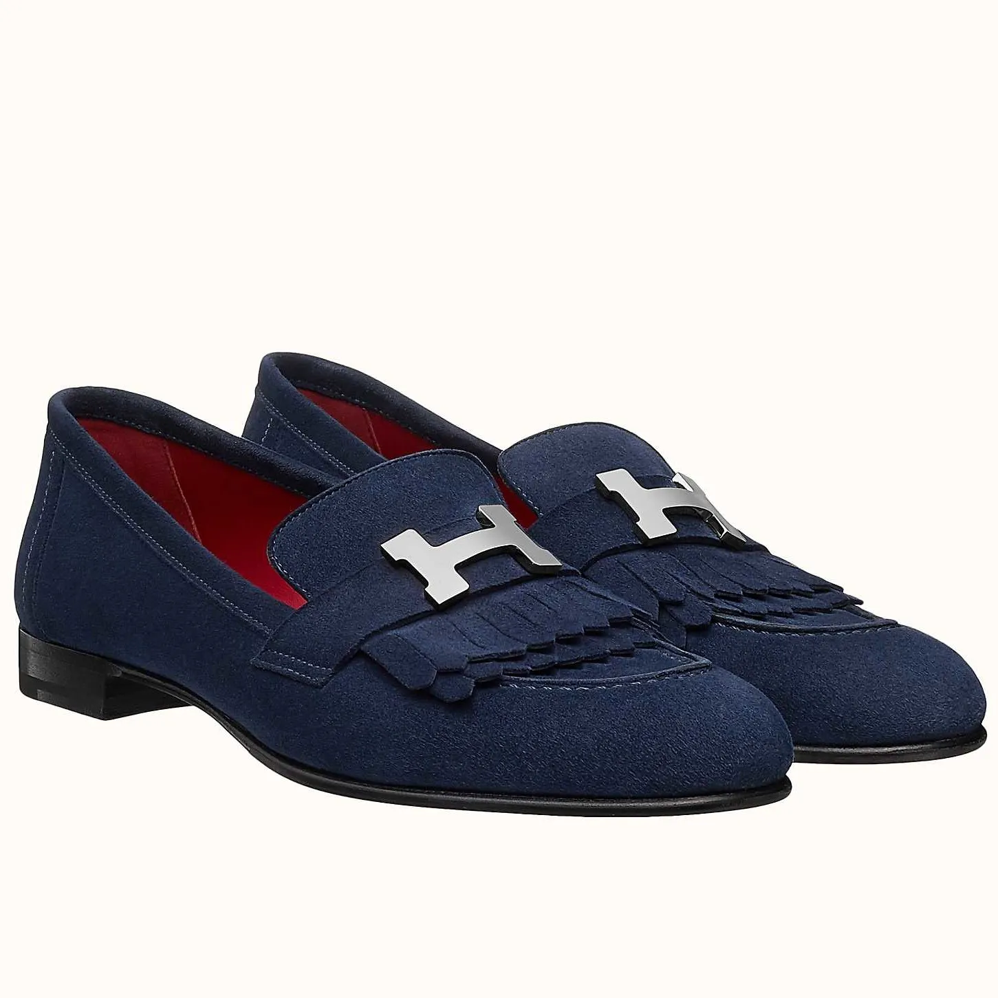 (1:1 replica) Hermes Women s Royal Loafers In Blue Suede Leather HM088