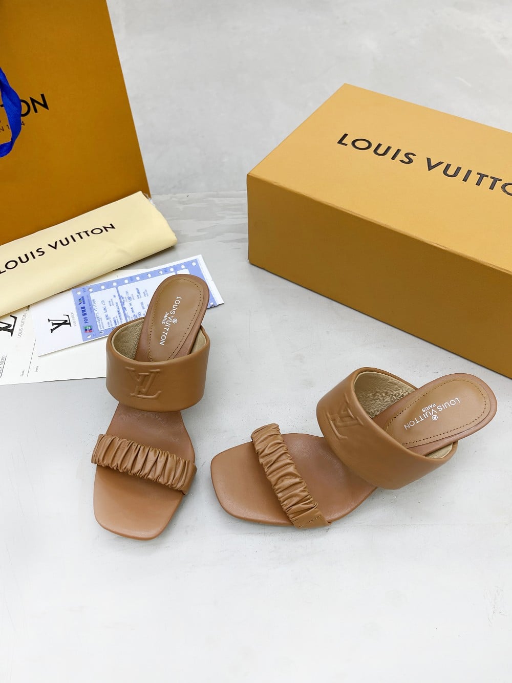 (1:1 replica) Louis Vuitton Women s Drapy Mule Brown For Women LV
