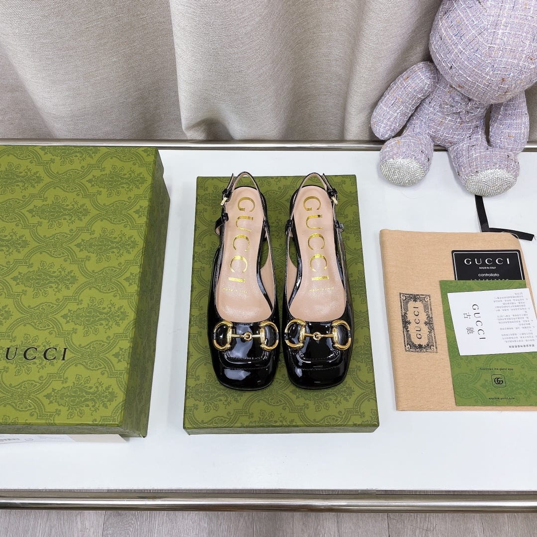 (1:1 replica) Gucci Women s Slingback With Horsebit Black For Women GG