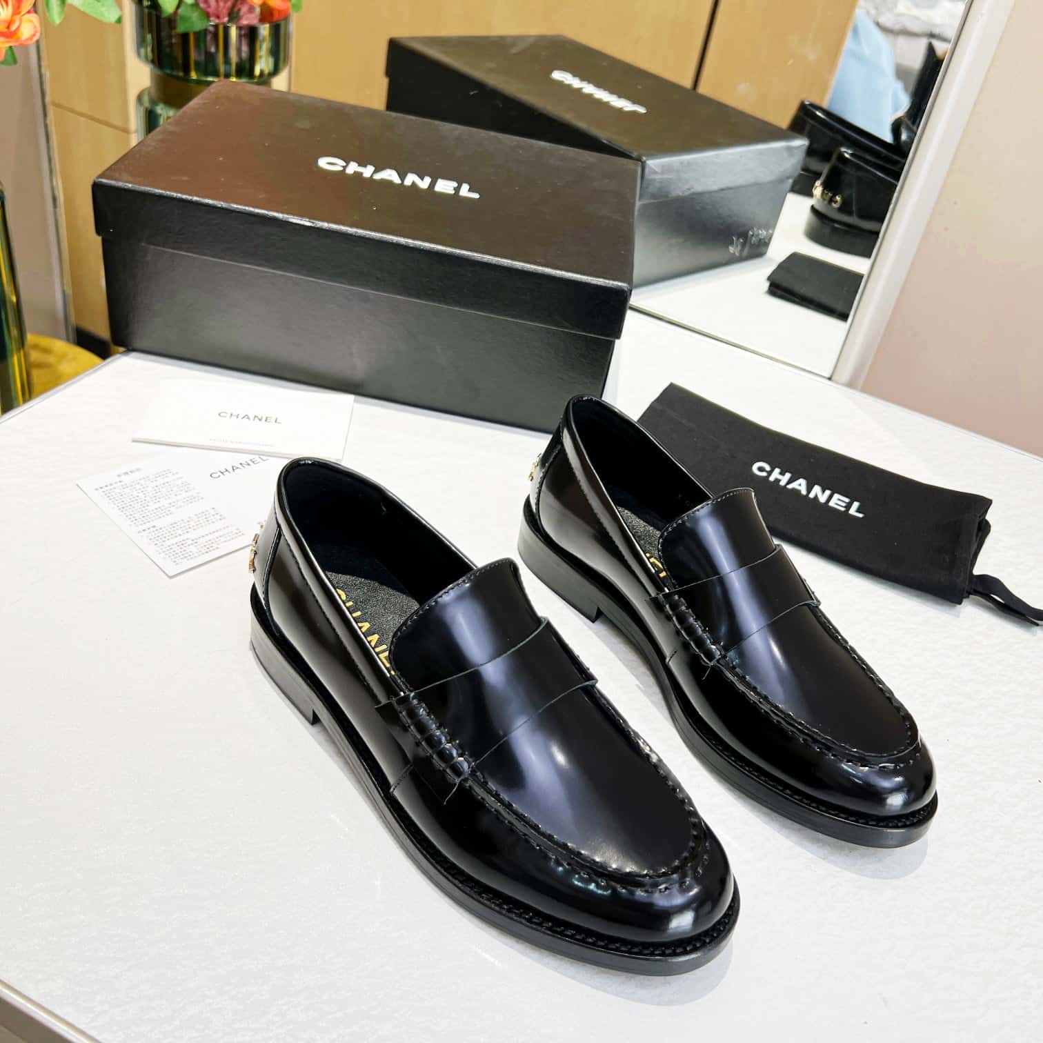 (1:1 replica) Chanel Women s Loafers Black For Women 1.2 in/3cm