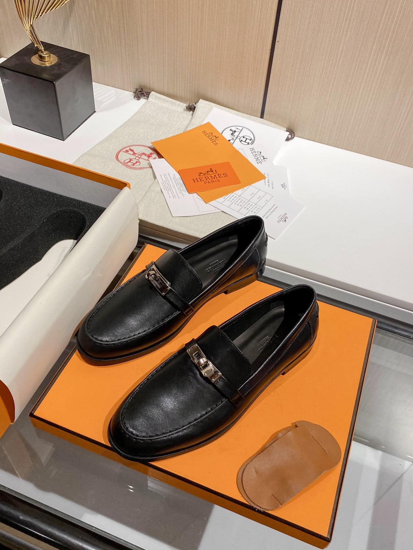 (1:1 replica) Hermes Destin Loafer Black For Women, Women s Shoes H212114Z 02390