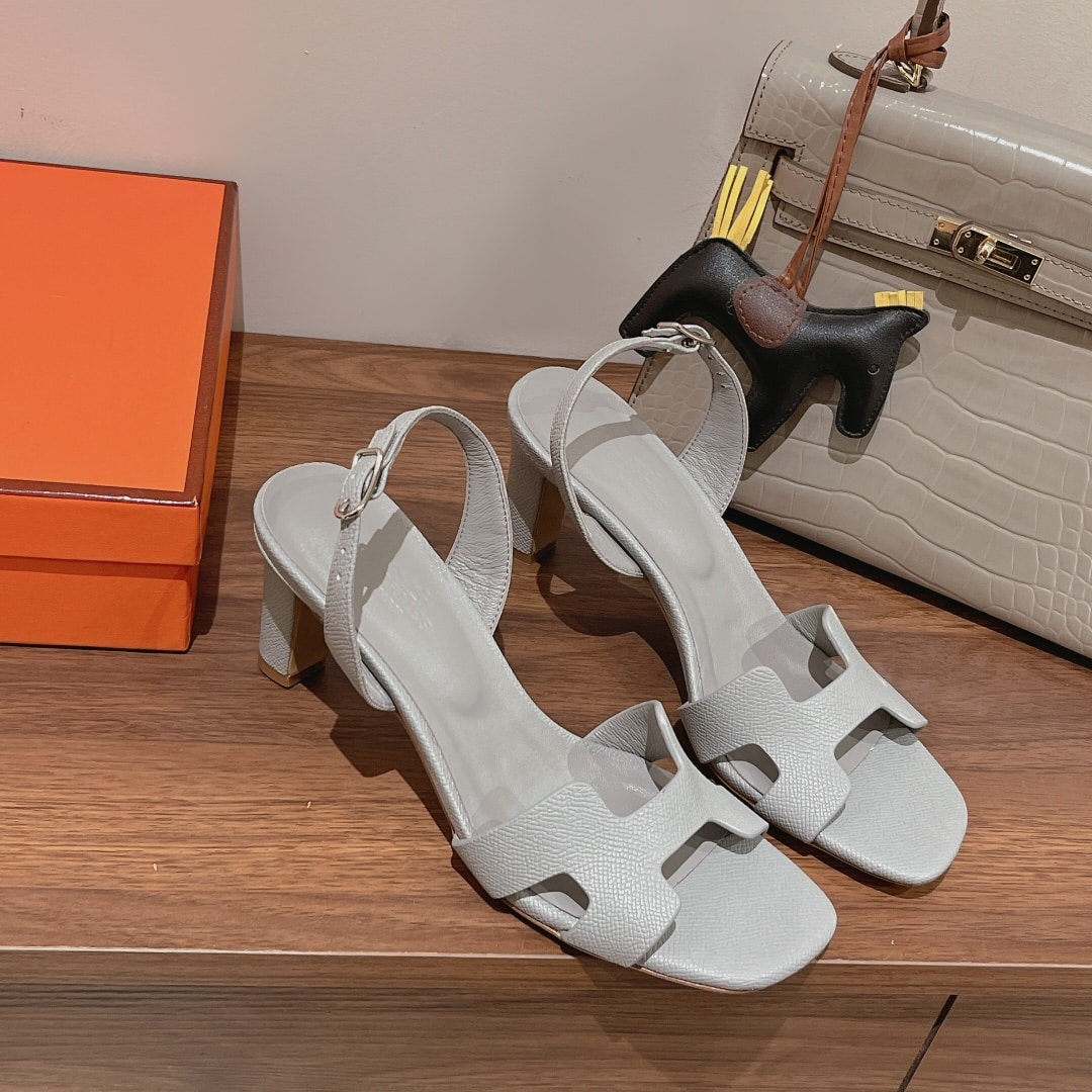 (1:1 replica) Hermes Eternite Sandal Grey For Women 2.7in/7cm