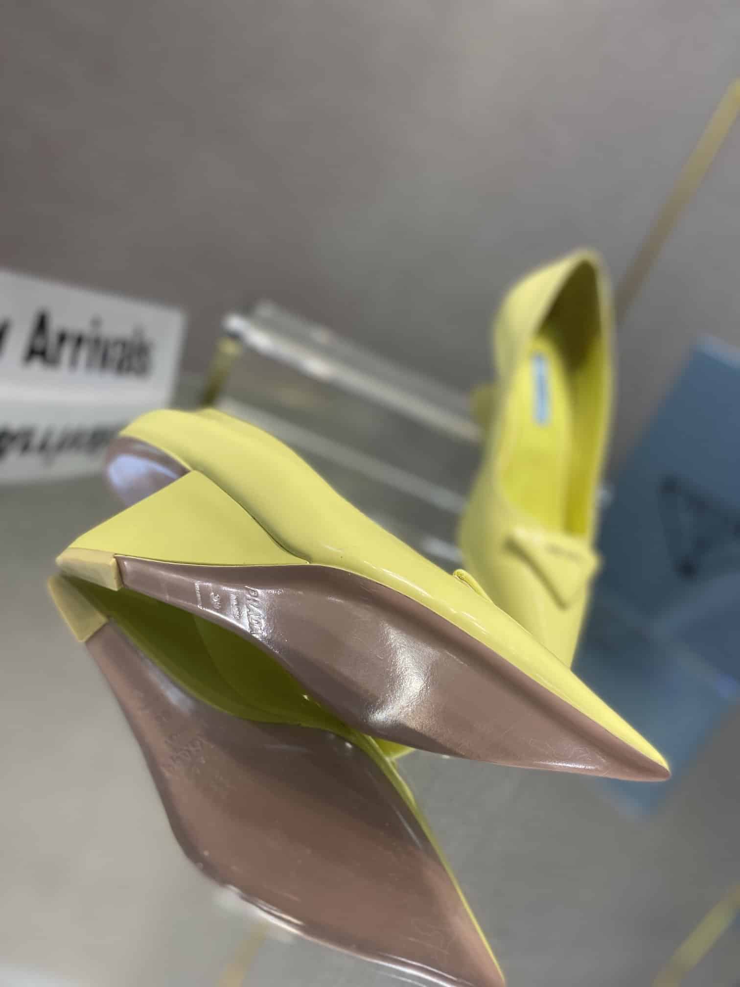(1:1 replica) Prada Brushed Pumps Yellow For Women 2.6in/65mm PRD