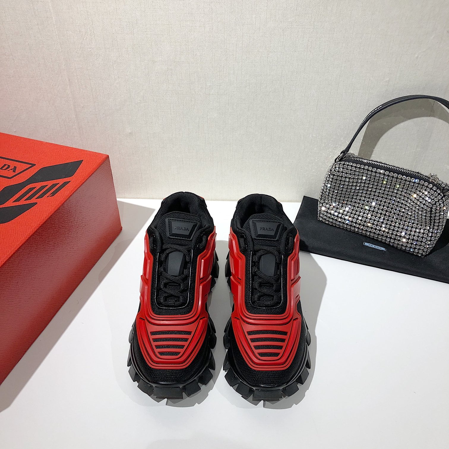 (1:1 replica) Prada Cloudbust Thunder Sneakers Red/Black For Women 2.4in/60mm PRD 2EG293_3LFV_F0011