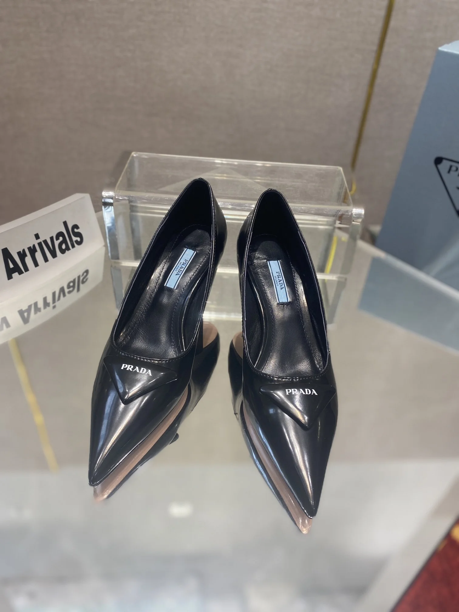(1:1 replica) Prada Brushed Pumps Black For Women 2.6in/65mm PRD