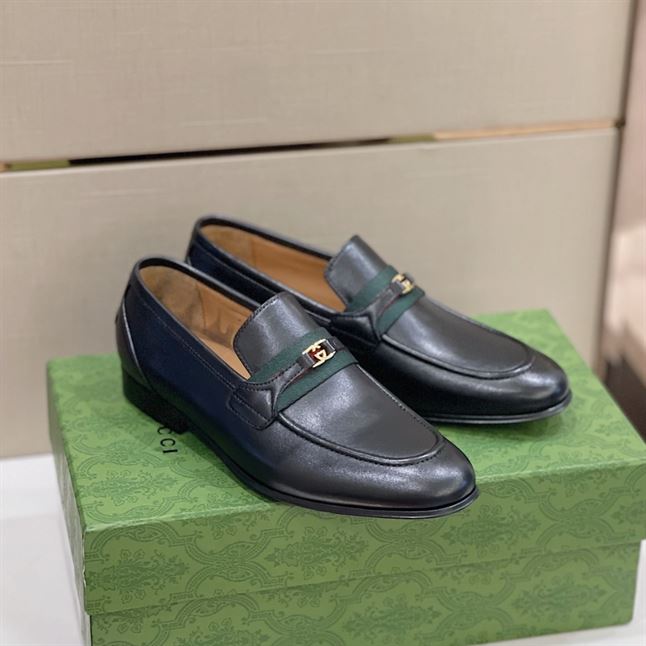 (1:1 replica) GUCCI MEN S BLACK HA HA HA LOAFER WITH INTERLOCKING G GL049