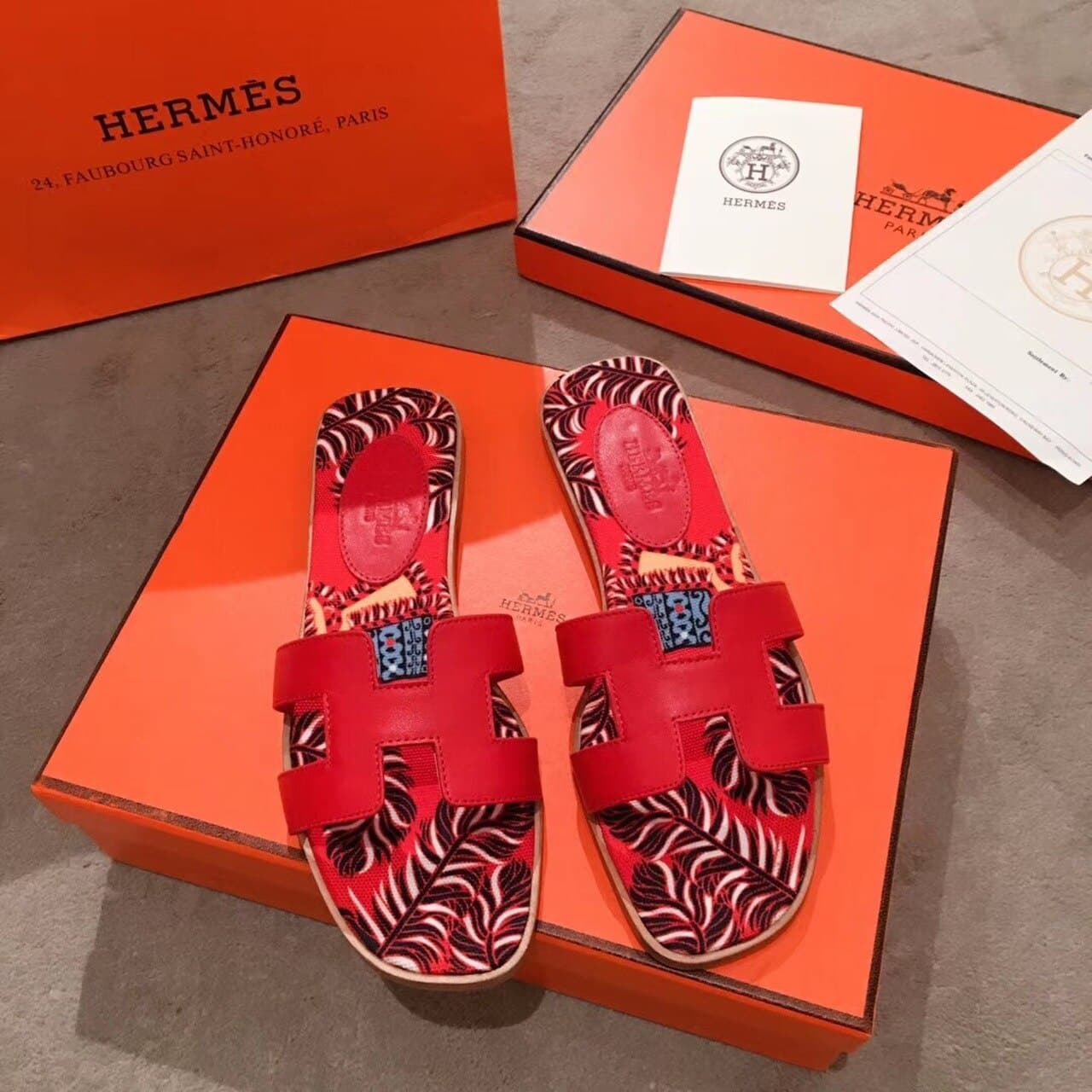 (1:1 replica) Hermes Oran Sandal Multicolor/Red For Women, Women s Shoes H211170Z