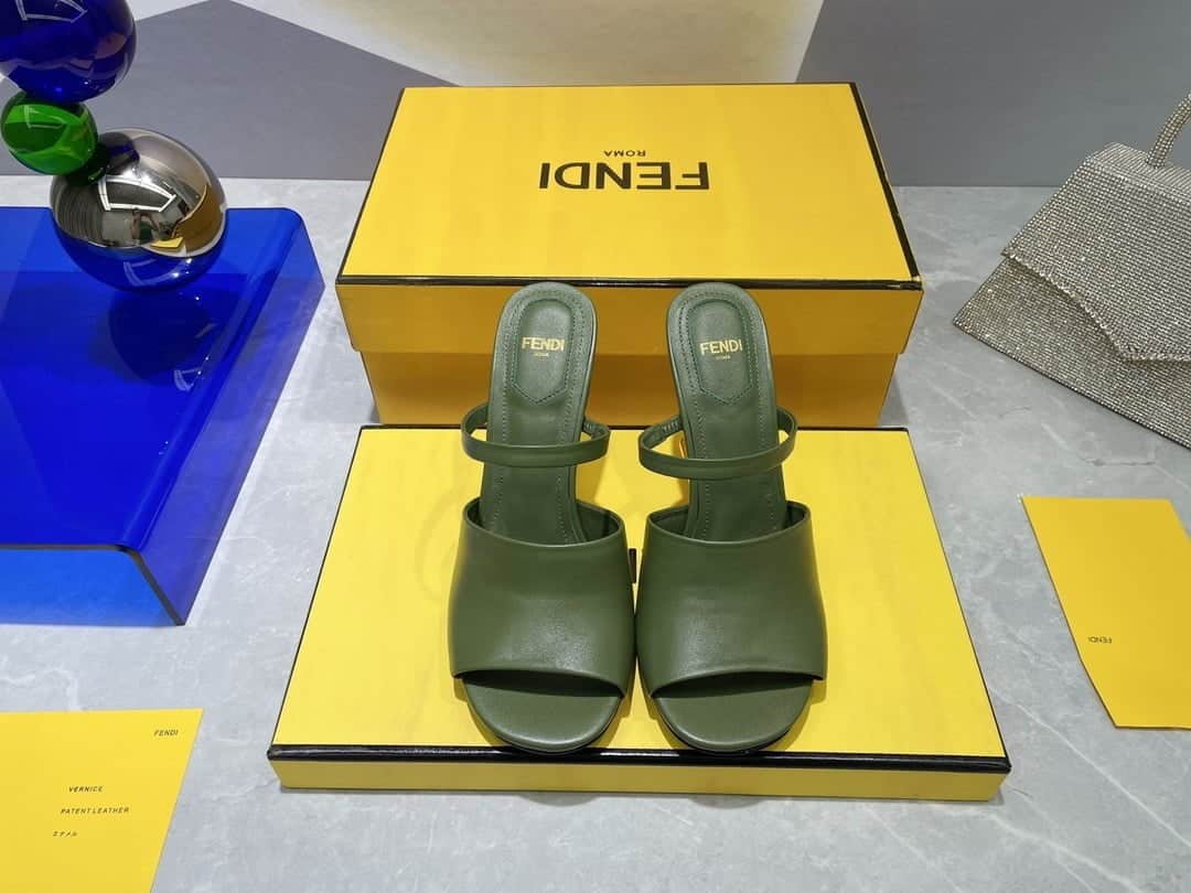 (1:1 replica) Fendi First Dark Green High-Heeled Sandals For Women
