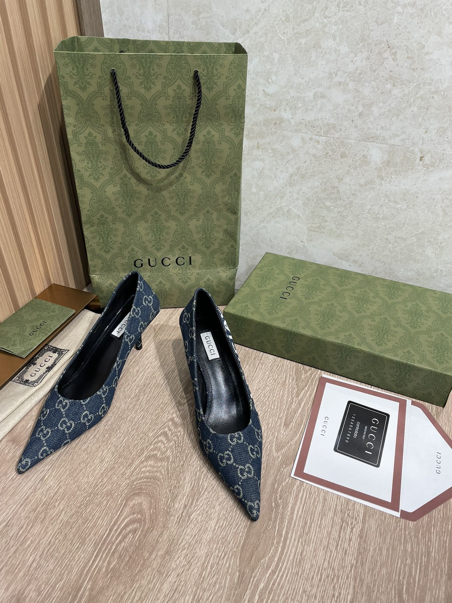 (1:1 replica) Gucci Balenciaga The Hacker Project Square Knife Pump Blue For Women GG