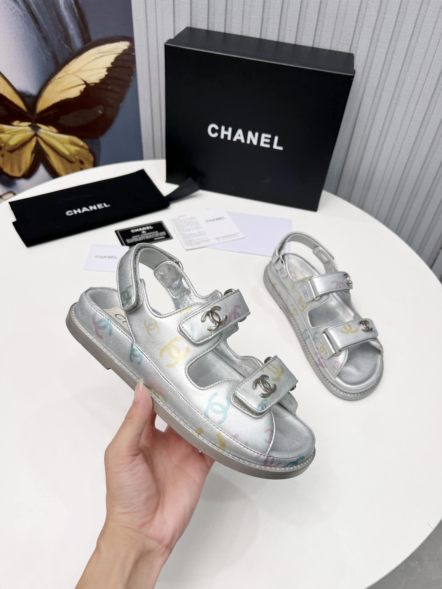 (1:1 replica) Chanel Women s Sandals Sliver For Women