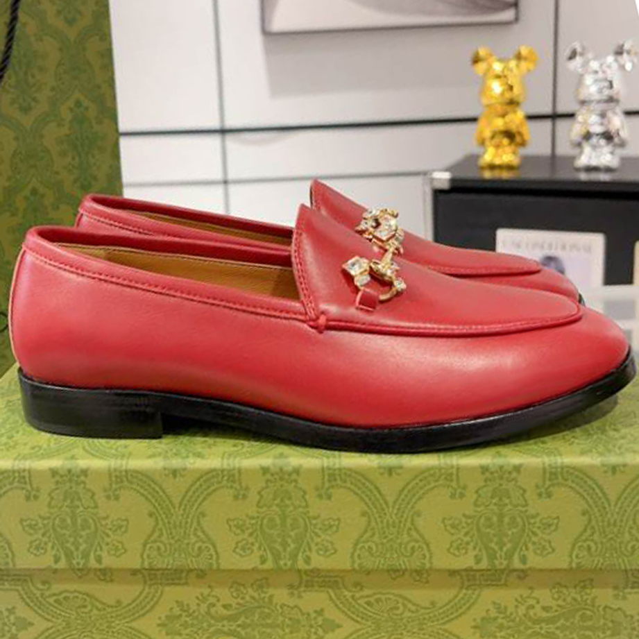 (1:1 replica) Gucci Jordaan Red Loafer GL069