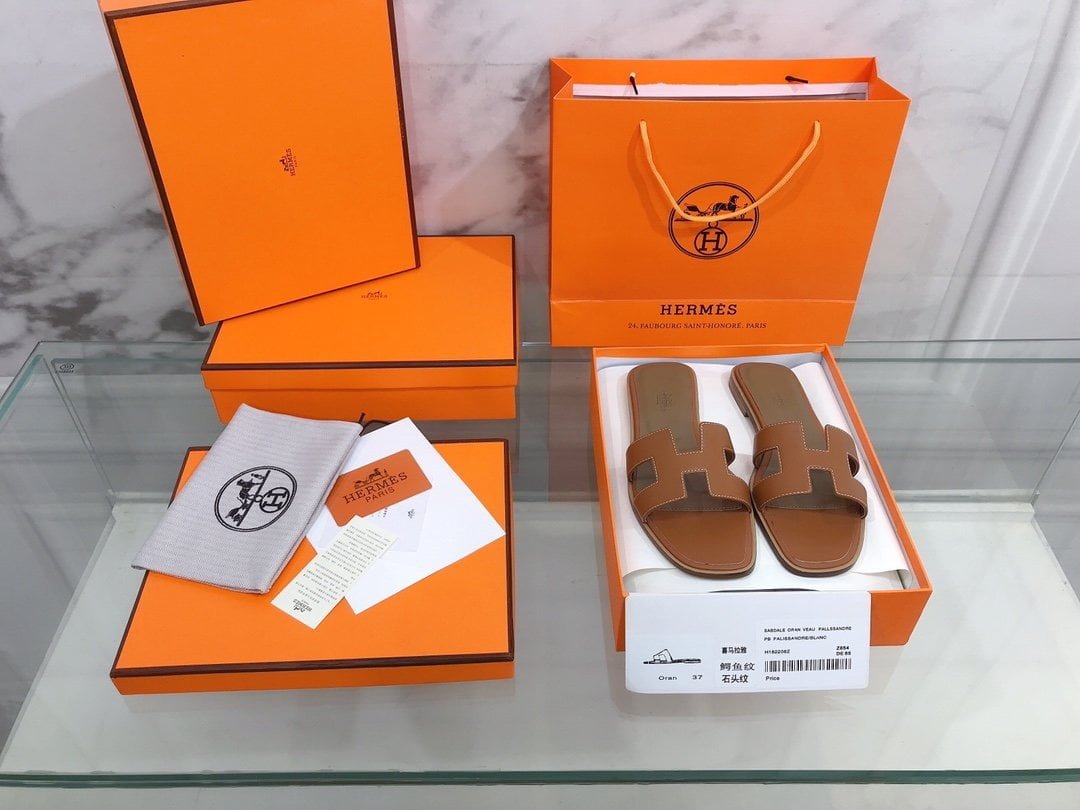 (1:1 replica) Hermes Oran Sandal Brown For Women, Women s Shoes H021056Z