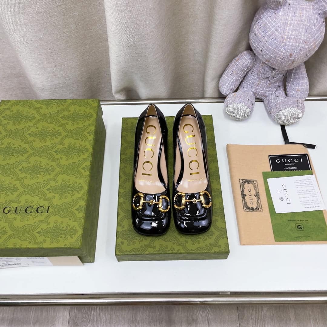 (1:1 replica) Gucci Women s Mid-Heel Ballet Flat With Horsebit Black For Women GG