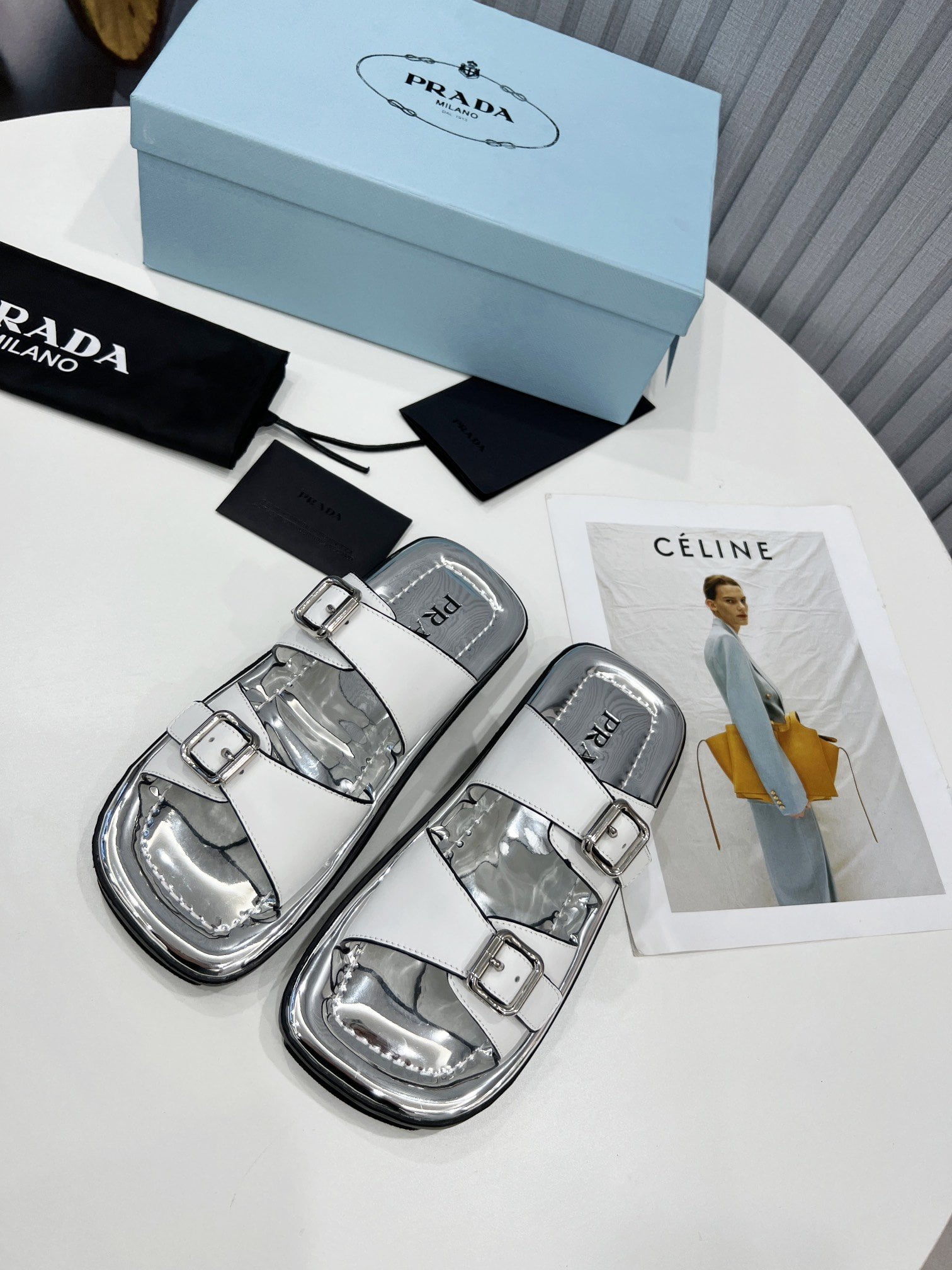 (1:1 replica) Prada Sandals White For Women 0.8in/20mm PRD 1XX628_248_F097W_F_020