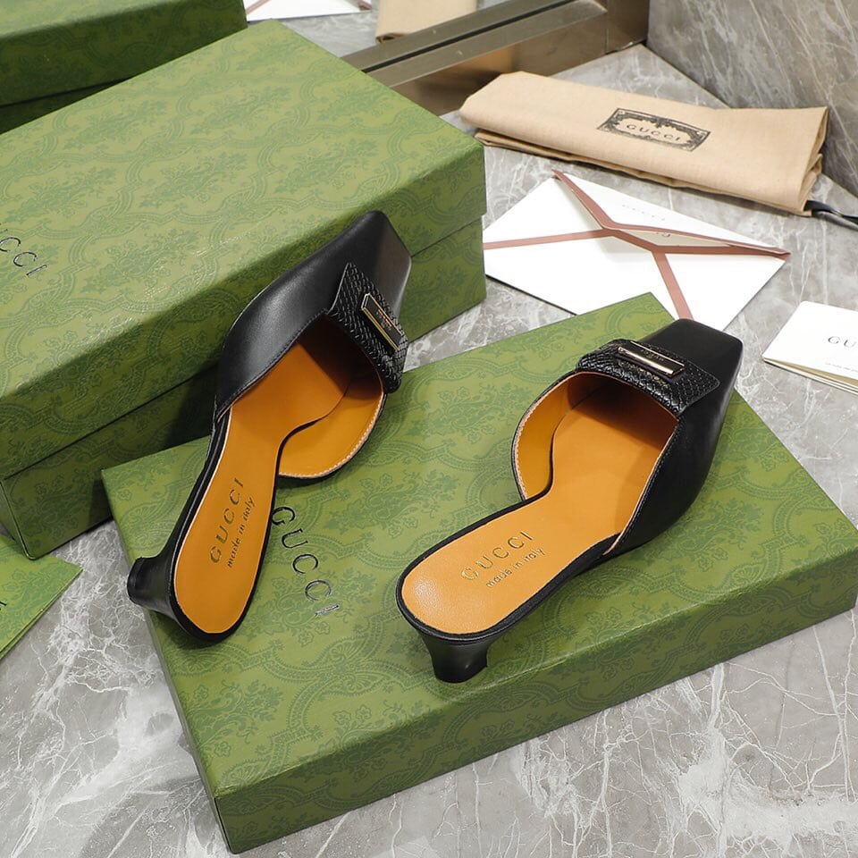 (1:1 replica) Gucci Slipper Sandals Black For Women GG