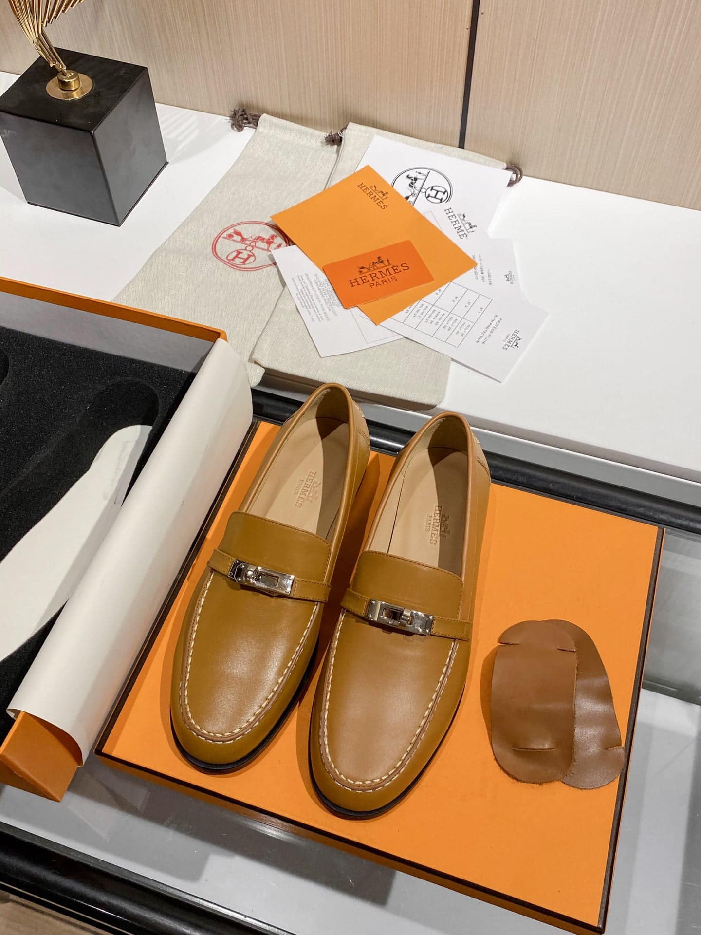 (1:1 replica) Hermes Destin Loafer Brown For Women, Women s Shoes H212114Z