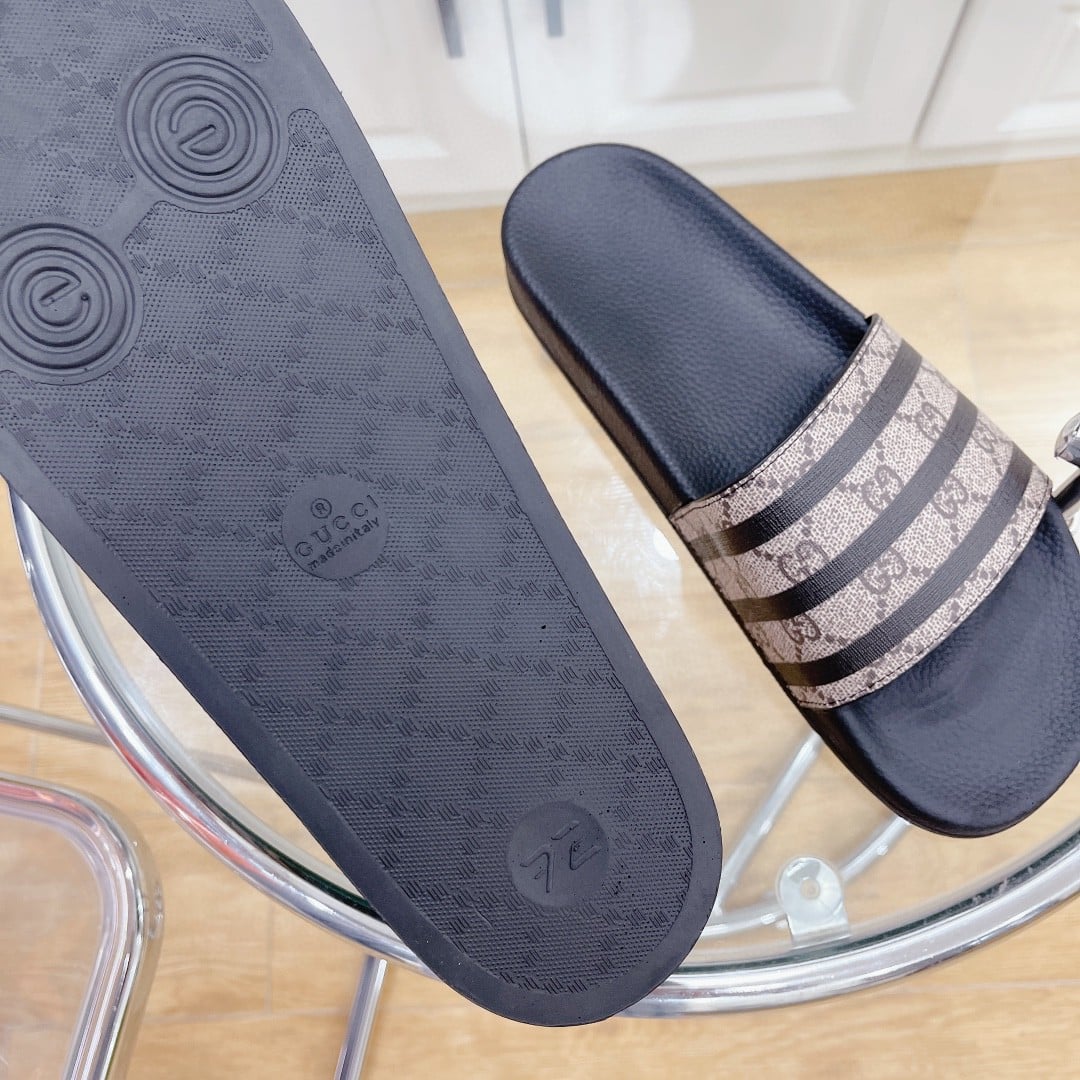 (1:1 replica) Gucci Women s GG Slide Sandal Stripes Black For Women 407345