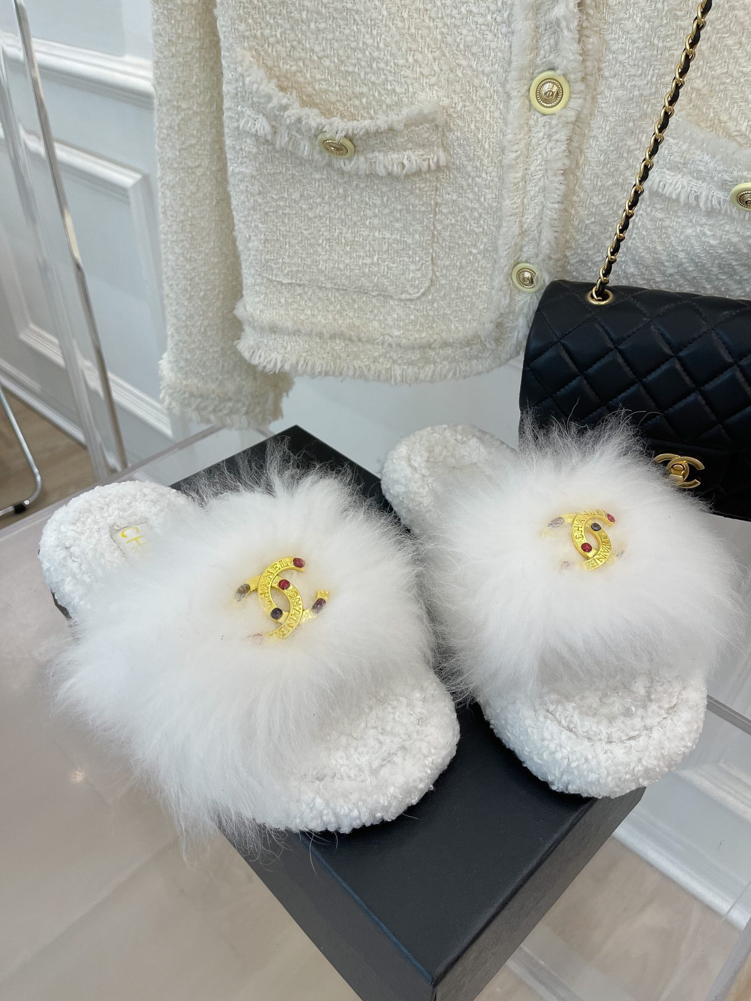 (1:1 replica) Chanel Women s Mules White For Women 0,7in/ 2cm