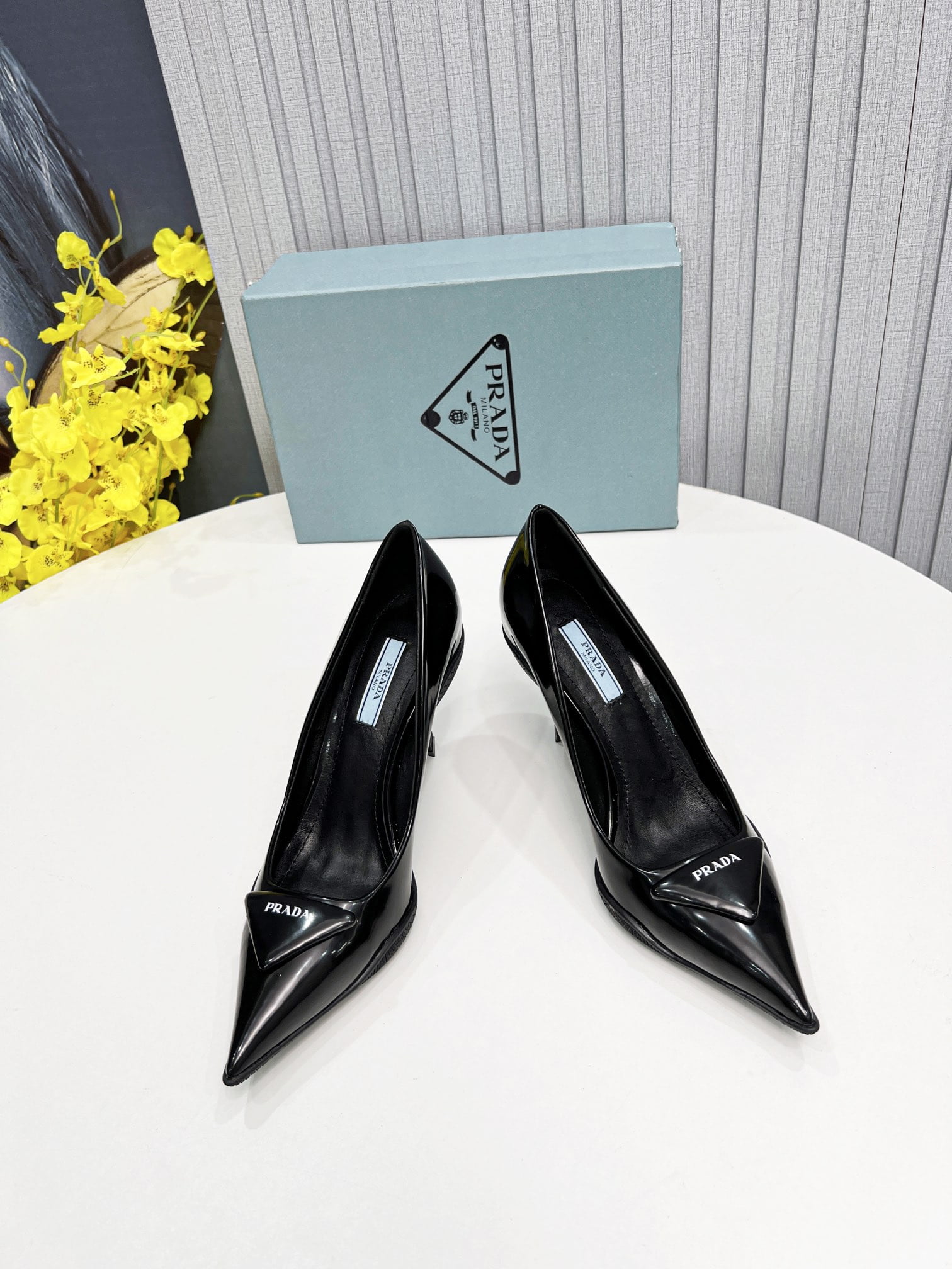 (1:1 replica) Prada Brushed Slingback Pumps Black For Women PRD