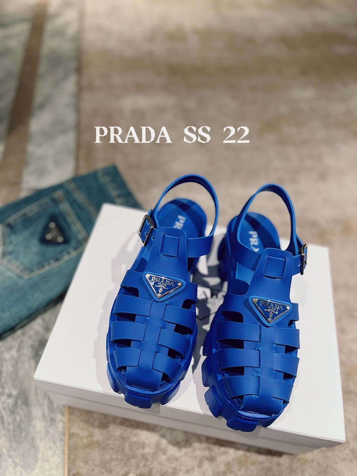 (1:1 replica) Prada Foam Rubber Sandals Blue For Women 2.2in/55mm PRD 1X853M_3LKK_F0013_F_055