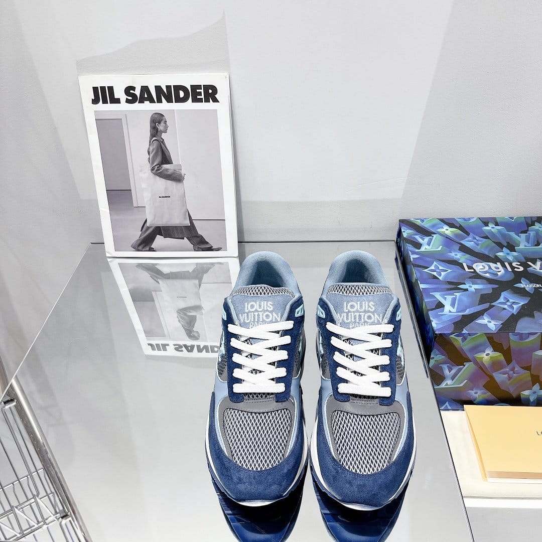 (1:1 replica) Louis Vuitton Run Away Sneaker Patent Monogram Material Blue For Women LV