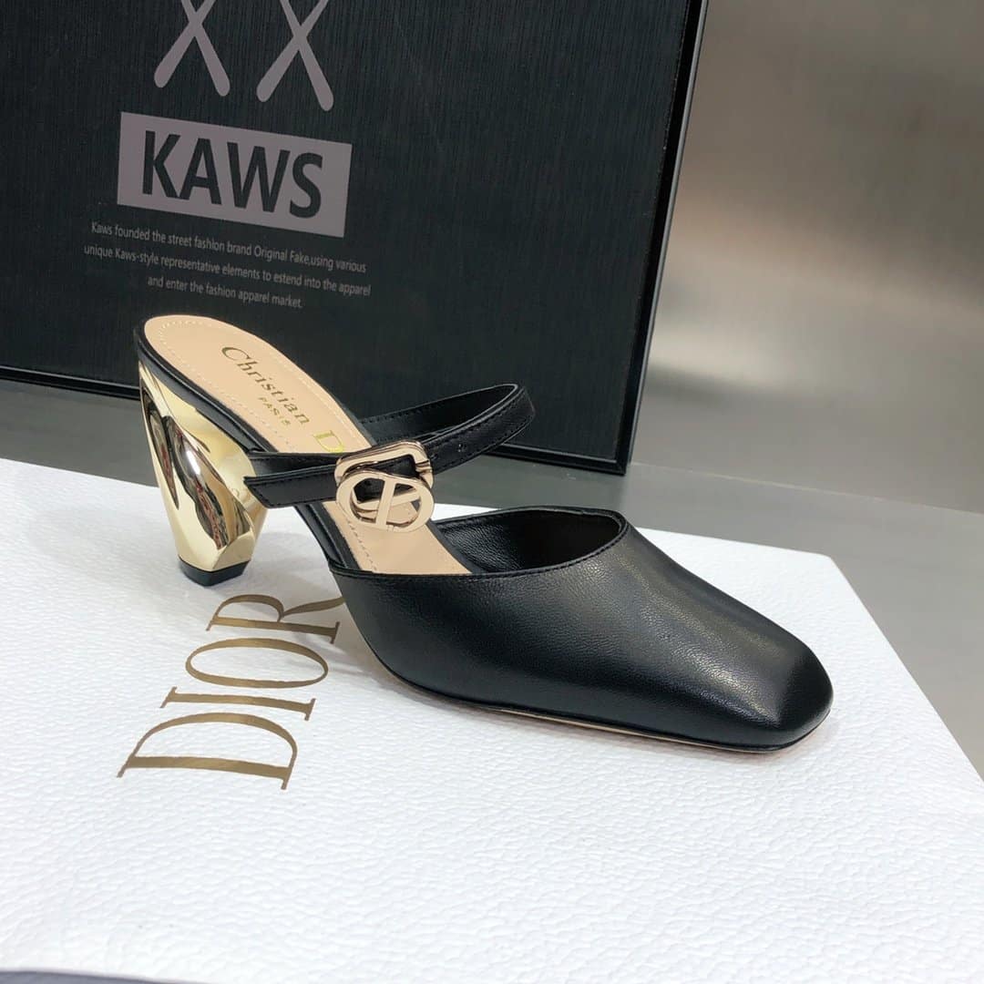 (1:1 replica) Christian Dior Rhodes Heeled Mule Black For Women CD