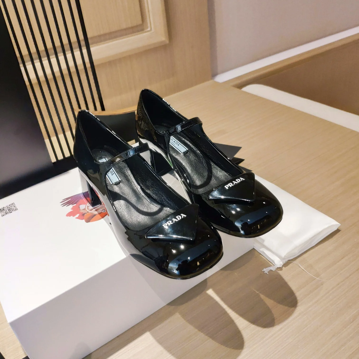 (1:1 replica) Prada Patent Pumps Black For Women 1.8in/45mm PRD 1I768M_069_F0002_F_045