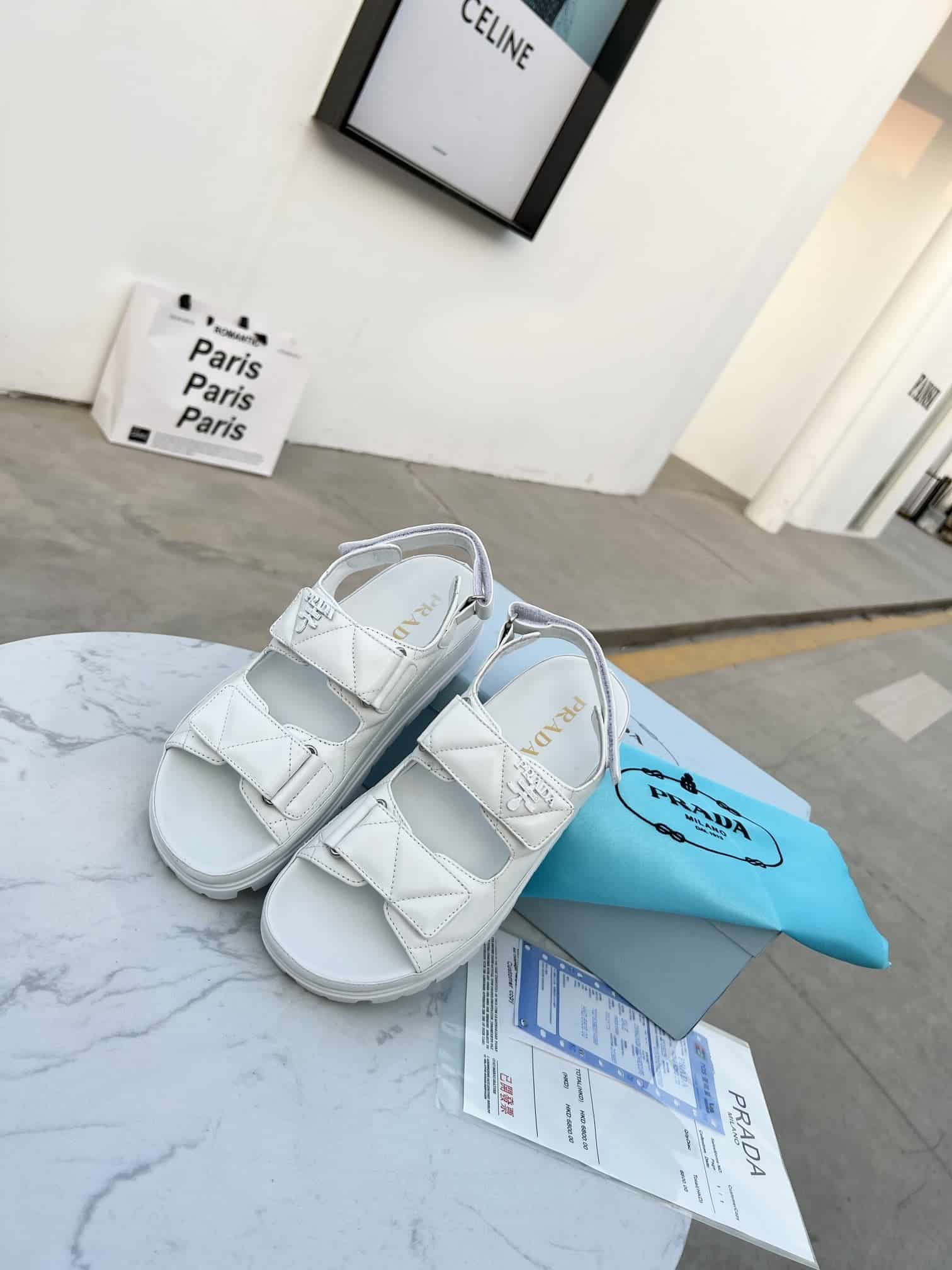 (1:1 replica) Prada Padded Nappa Sandals White For Women 0.8in/20mm PRD 1X721M_038_F0009_F_020