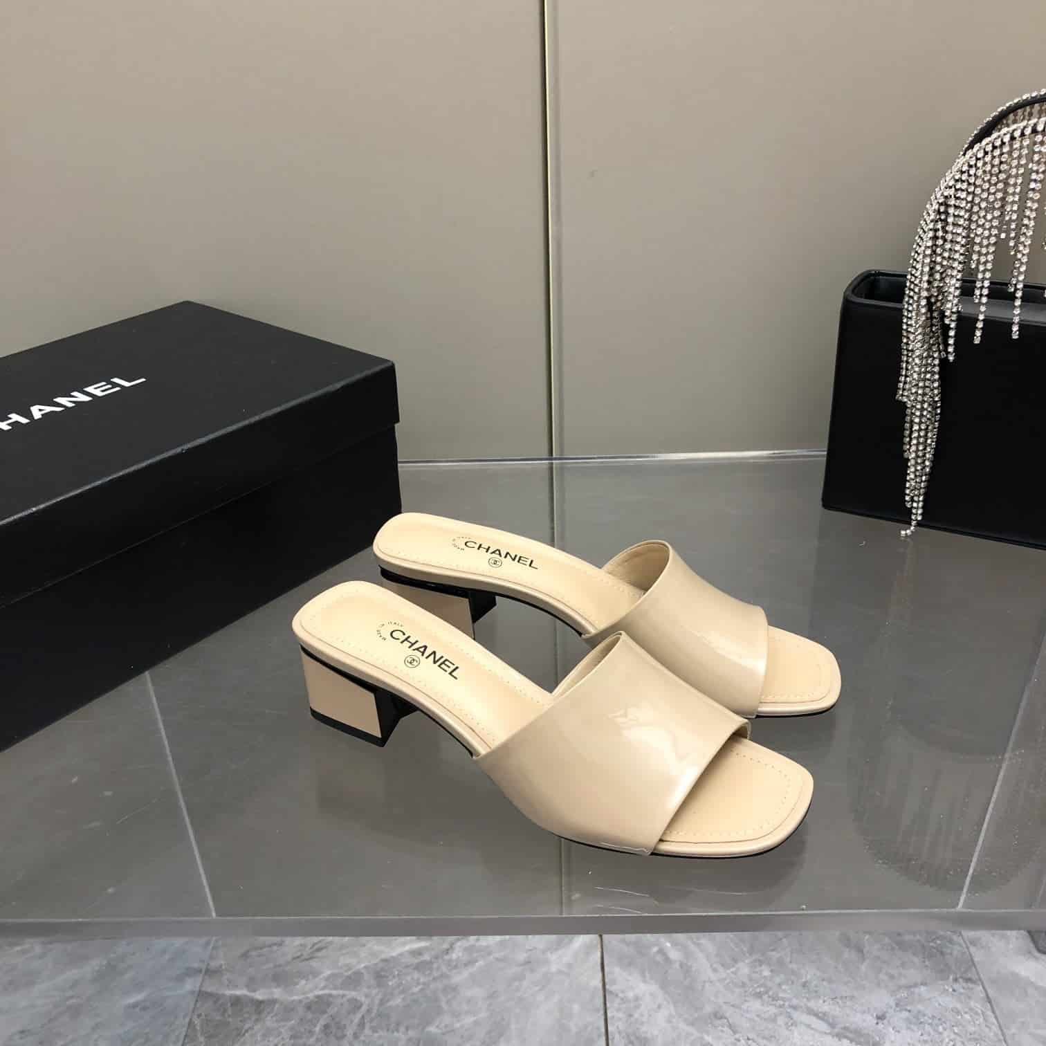 (1:1 replica) Chanel Mules Beige For Women, Women s Shoes