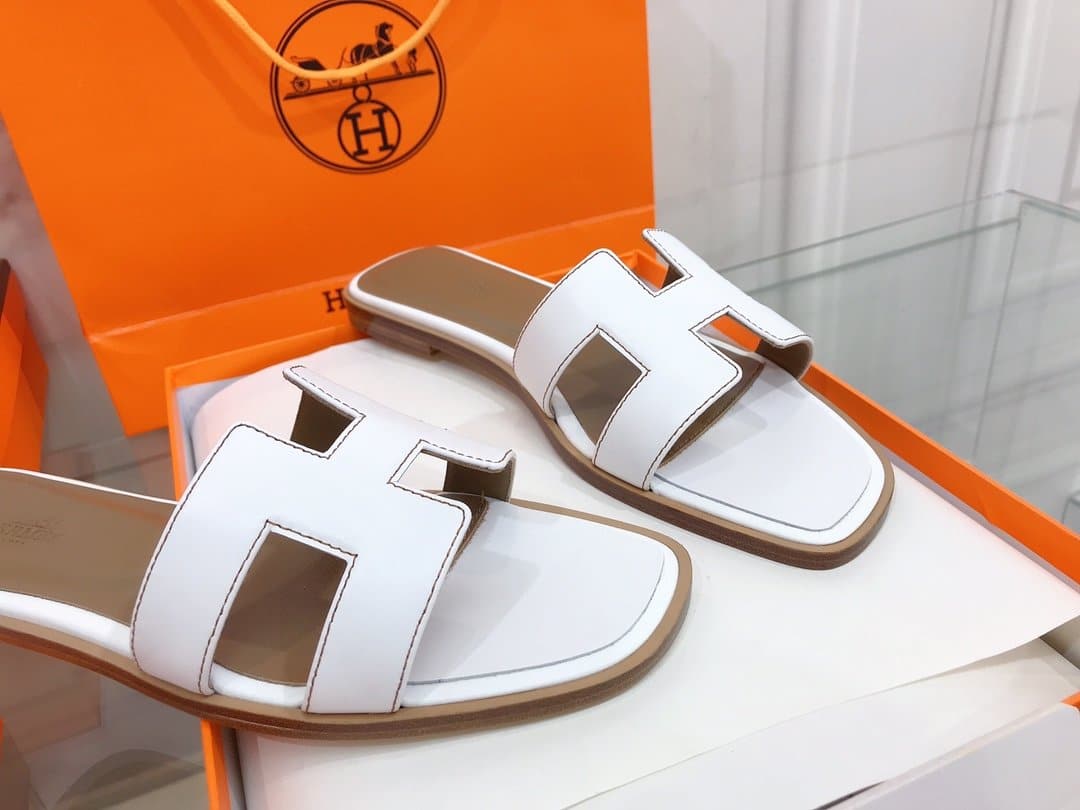 (1:1 replica) Hermes Oran Sandal White For Women, Women s Shoes H021056Z