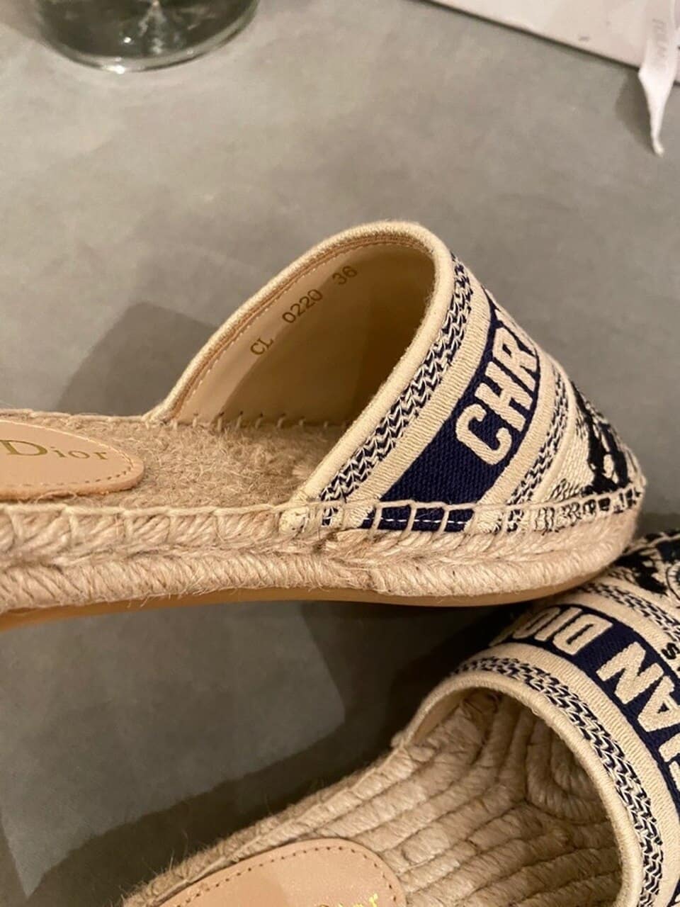 (1:1 replica) Christian Dior Granville Mule Embroidered Cotton Deep Blue For Women CD