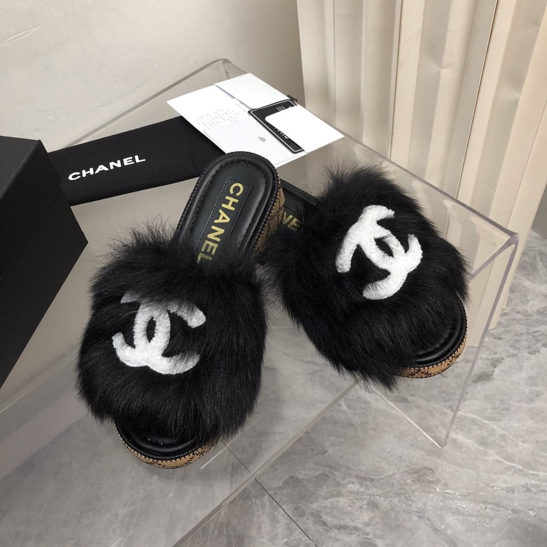 (1:1 replica) Chanel Women s Mules Black For Women 1.4in/3.5cm G39357 X56716 K4791