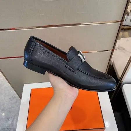 (1:1 replica) Hermes Men s Paris Loafers In Noir Calfskin HM012