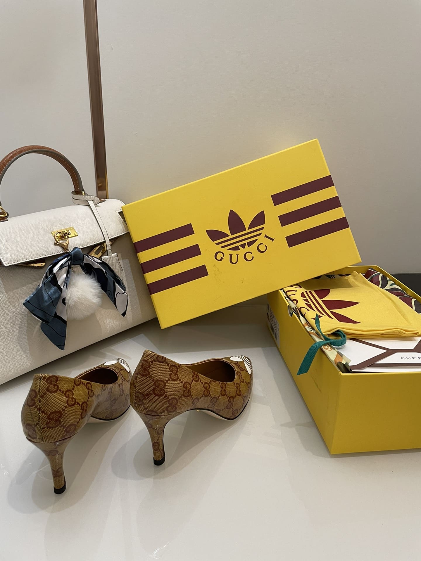 (1:1 replica) Gucci x Adidas Women s GG Pump Brown For Women GG