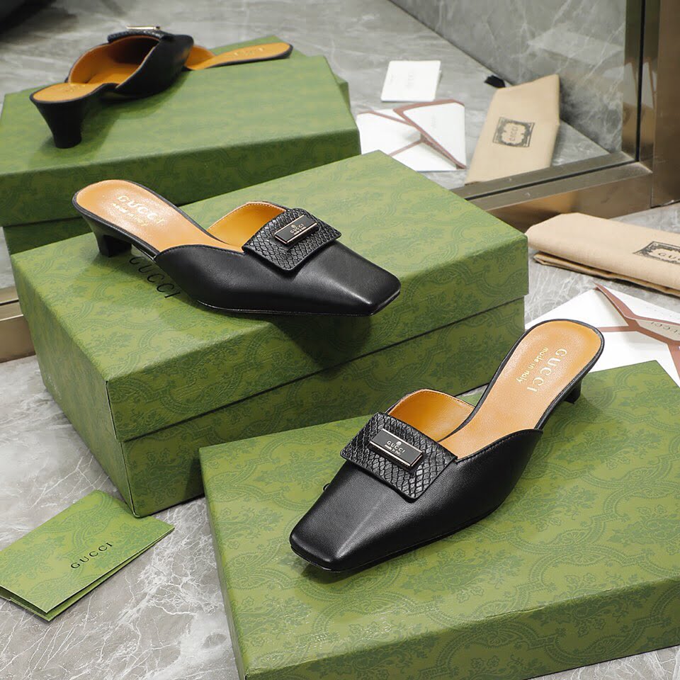 (1:1 replica) Gucci Slipper Sandals Black For Women GG