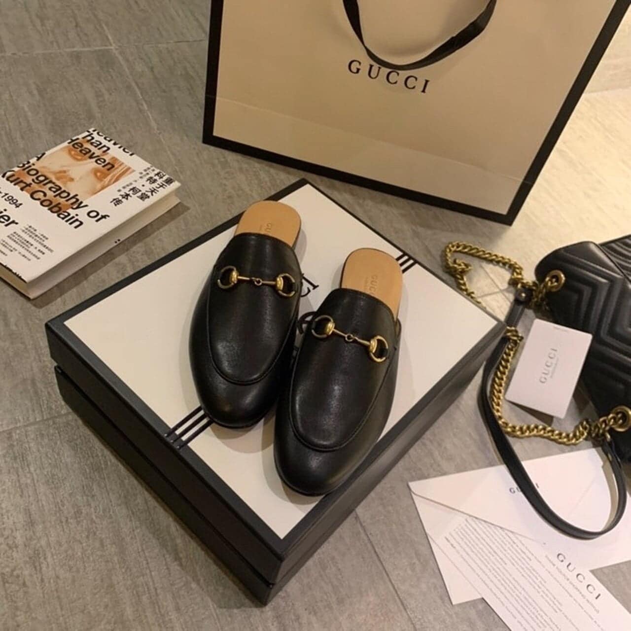 (1:1 replica) Gucci Princetown Slipper Black For Women GG 423513 BLM00 1000