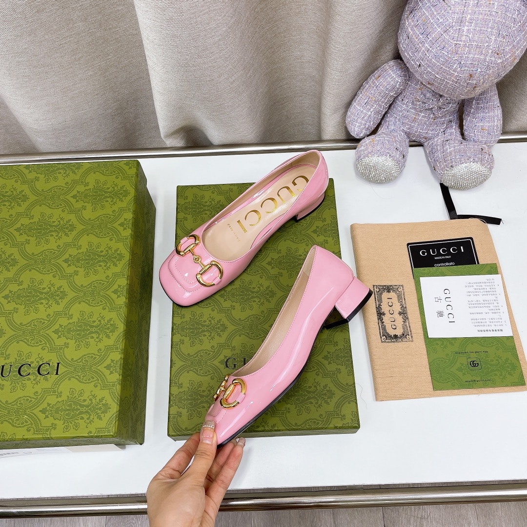 (1:1 replica) Gucci Women s Ballet Flat With Horsebit Light Pink For Women GG