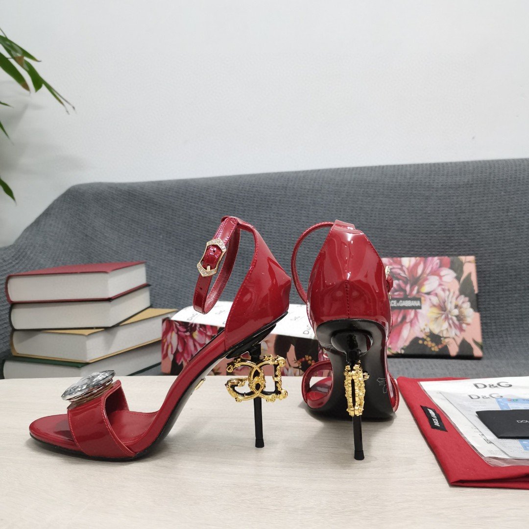 (1:1 replica) Dolce Gabbana Polished Sandals Red For Women DG Shoes