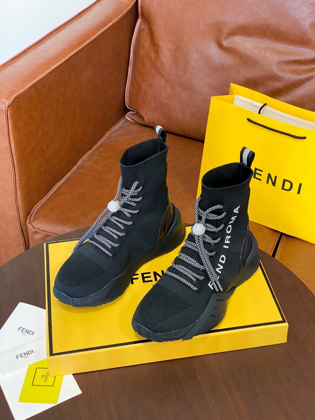 (1:1 replica) Fendi High Top Sneakers Black For Women