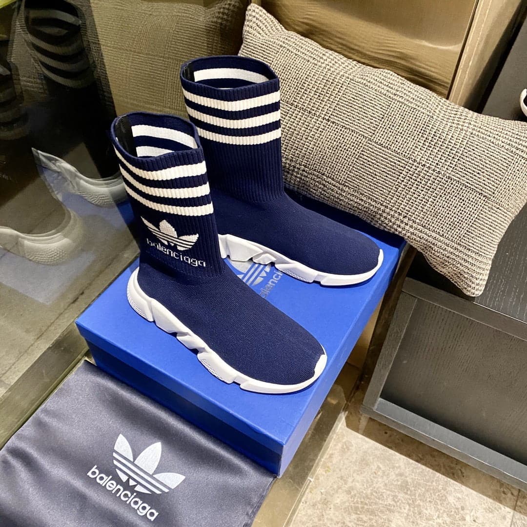(1:1 replica) Balenciaga x Adidas Speed Trainers Dark Blue For Women